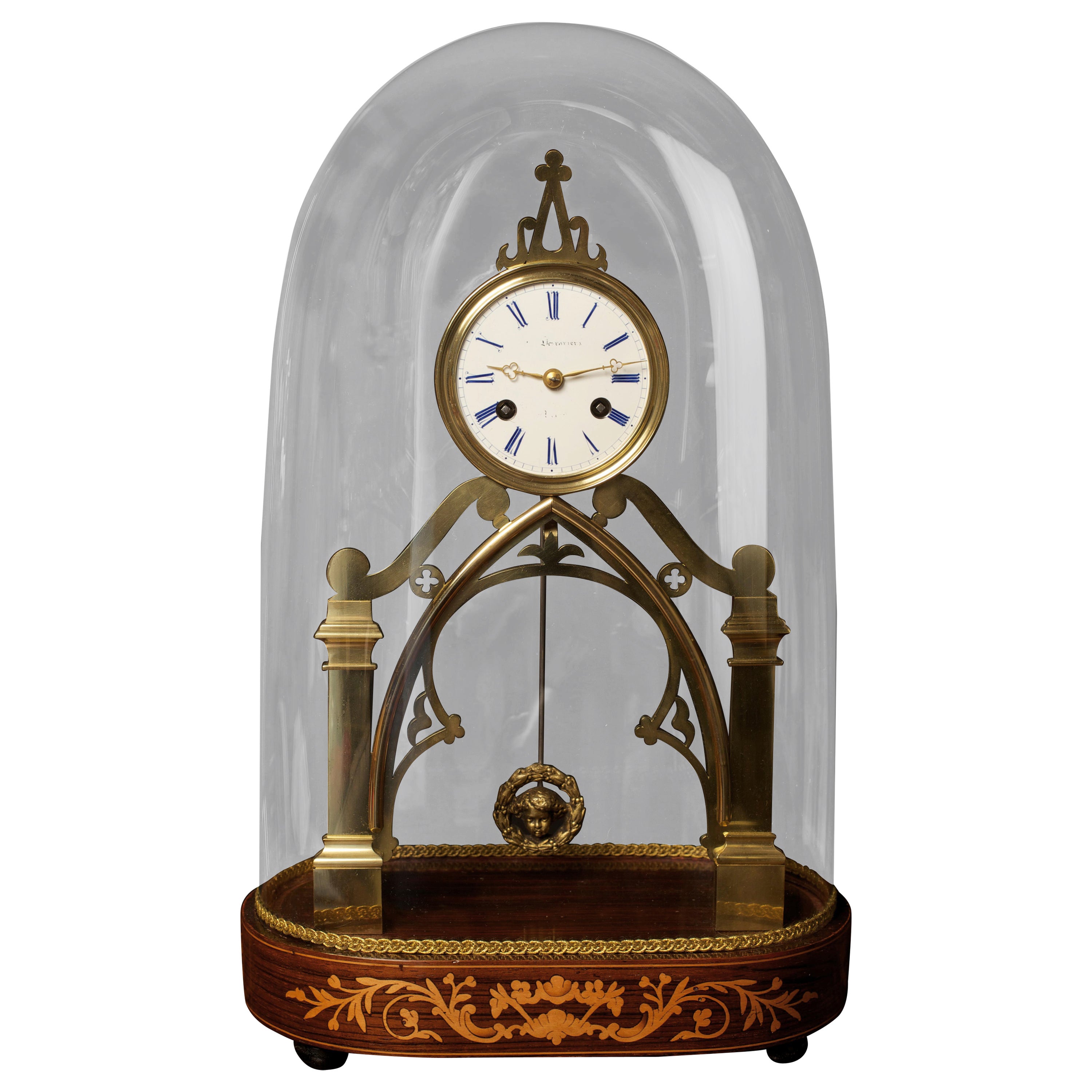 French Skeleton Mantel Clock For Sale
