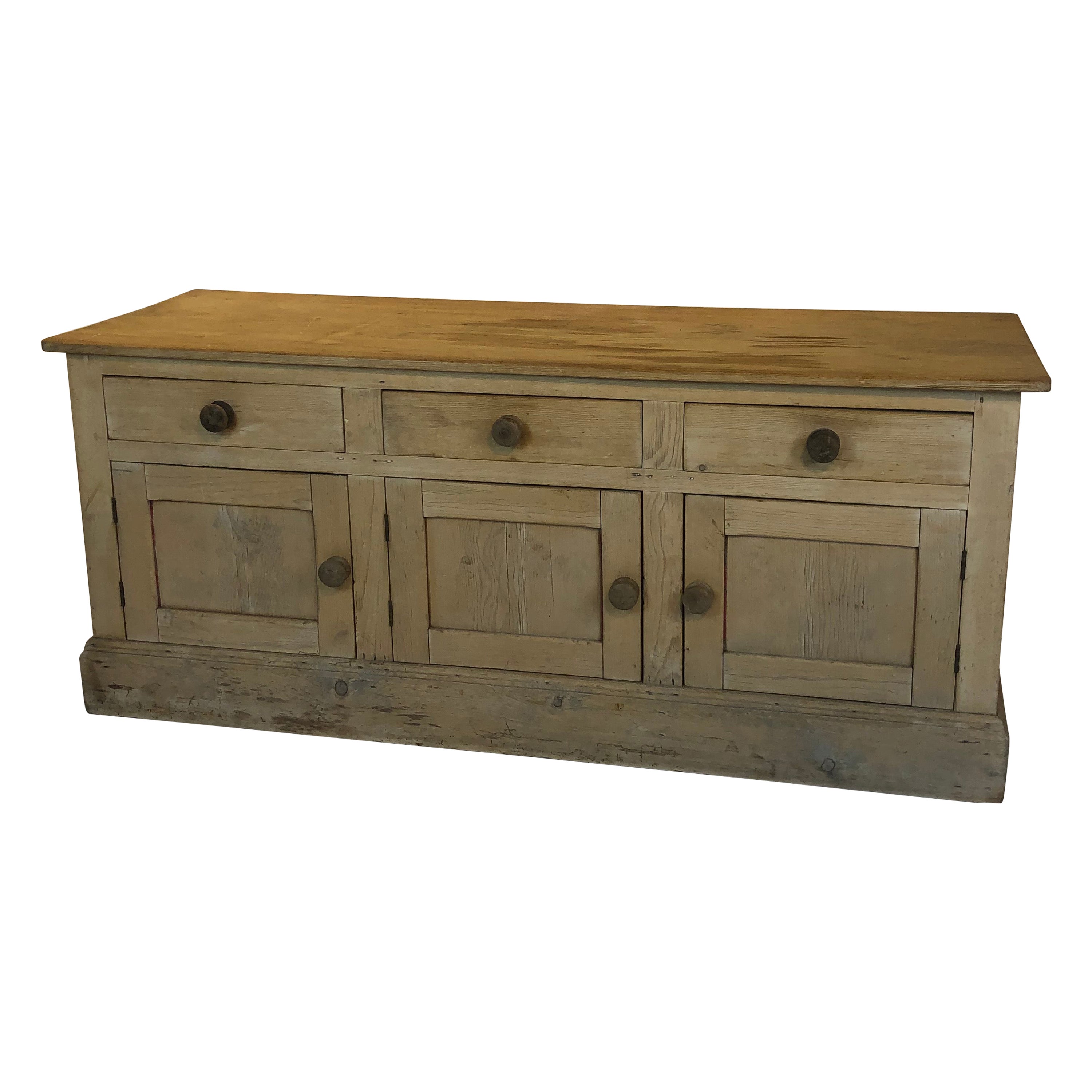 Antique English Pine Buffet, Sideboard or Dresser Base, circa 1900 at