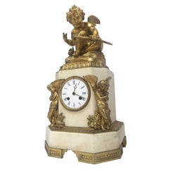 Antique 19th Century Marble Based Mantle Clock with Cherubs