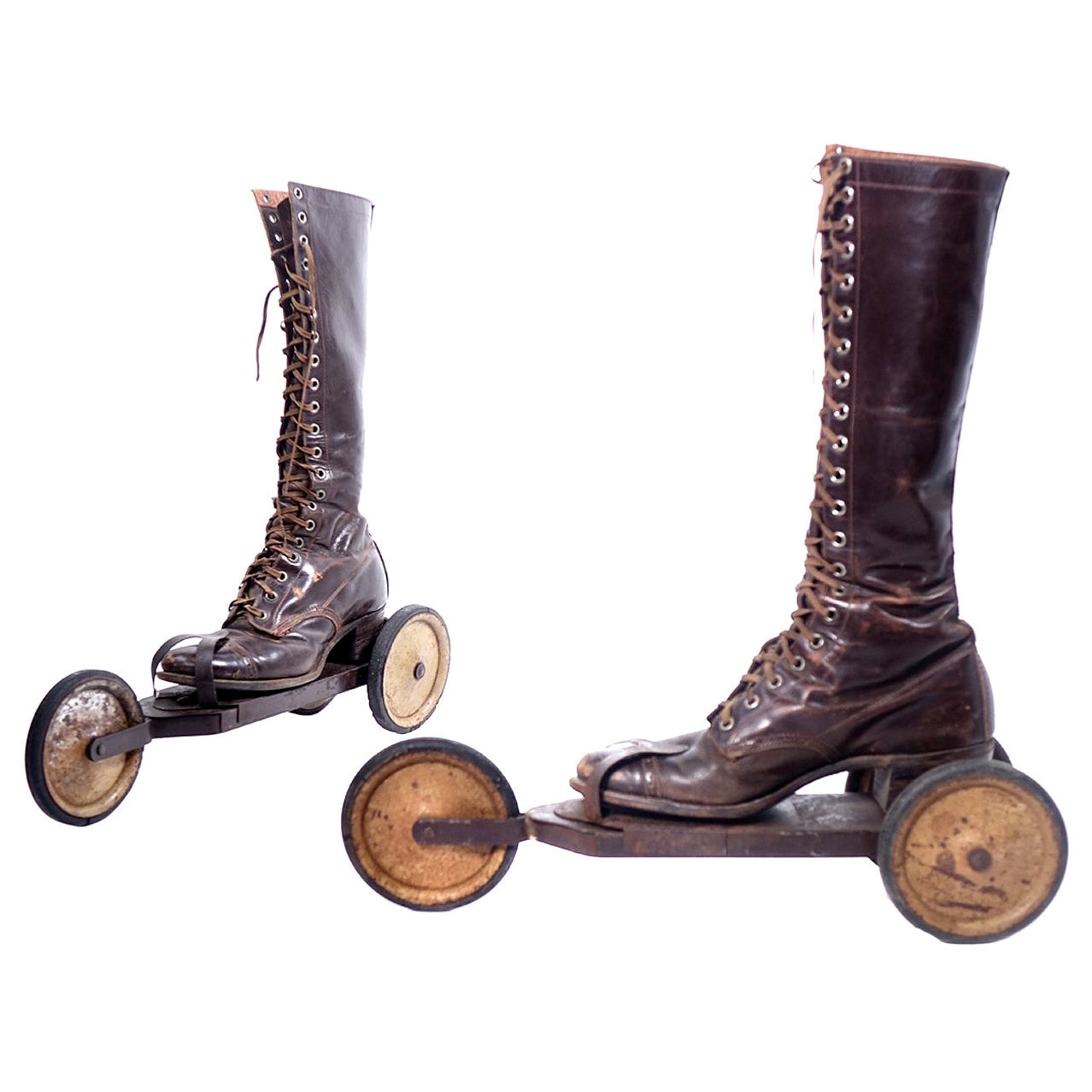 Antique Pair of Dexter, Ladies Roller Skates With Leather Boots at 1stDibs