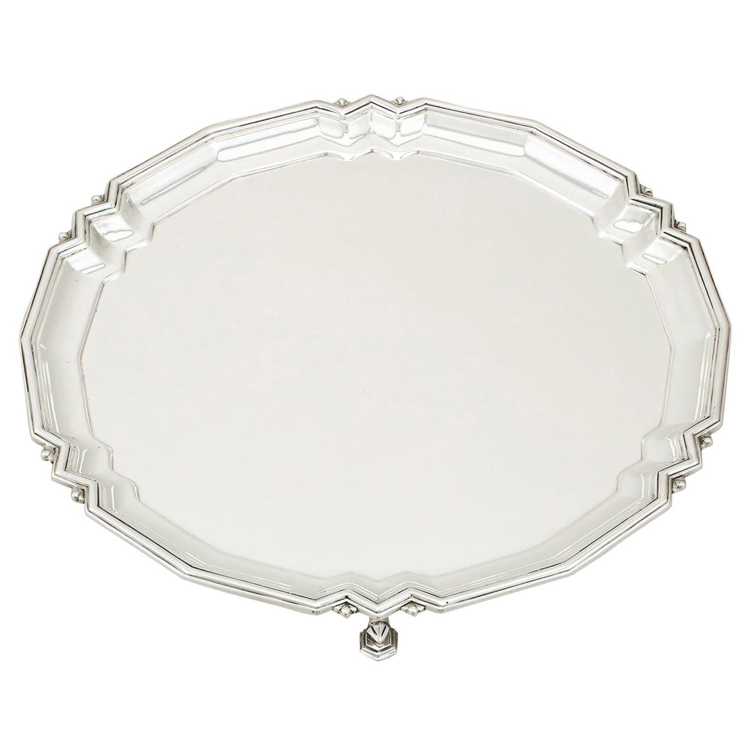 1933 Art Deco Antique Sterling Silver Salver by Mappin and Webb Ltd