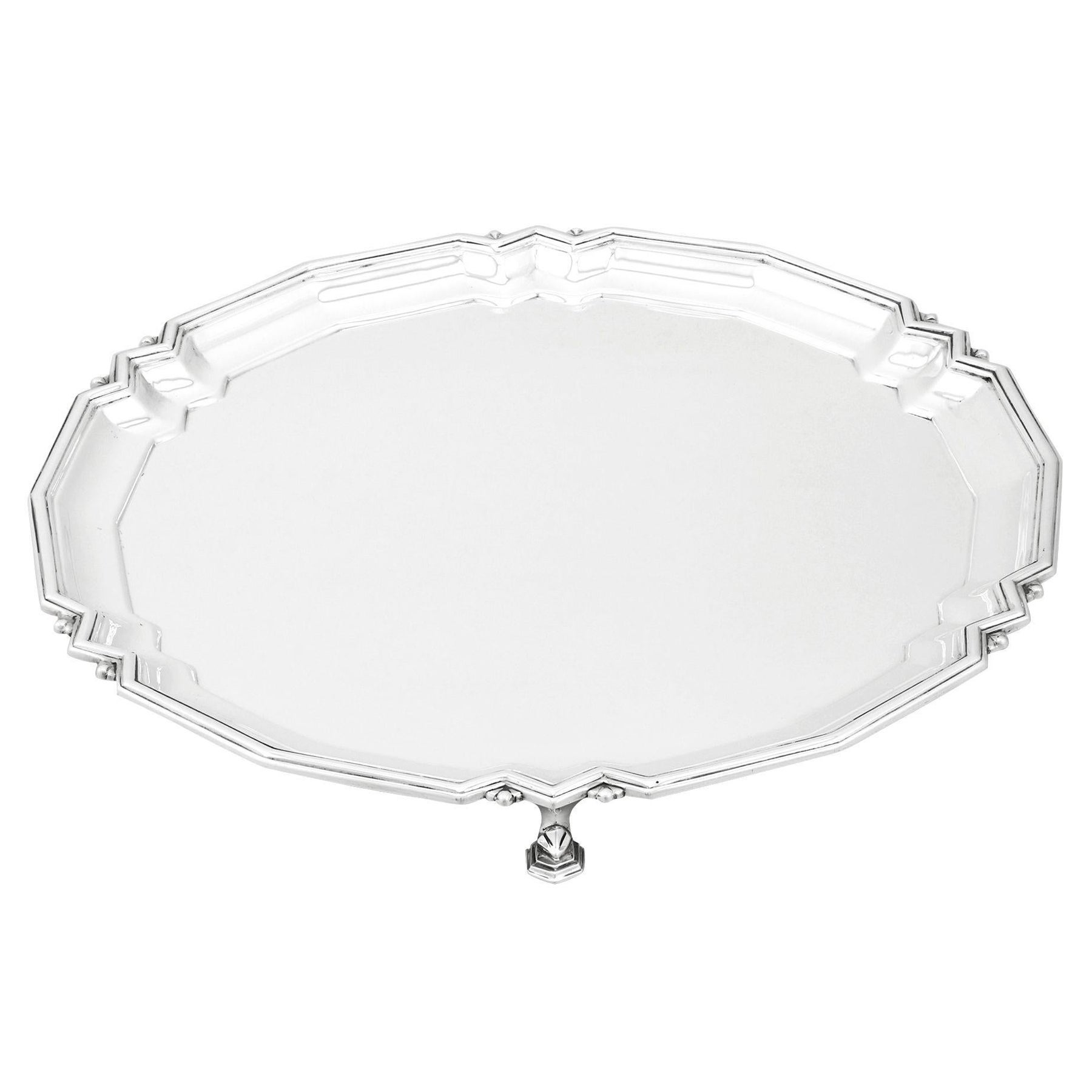 Mappin and Webb Ltd 1933 Art Deco Antique Sterling Silver Salver