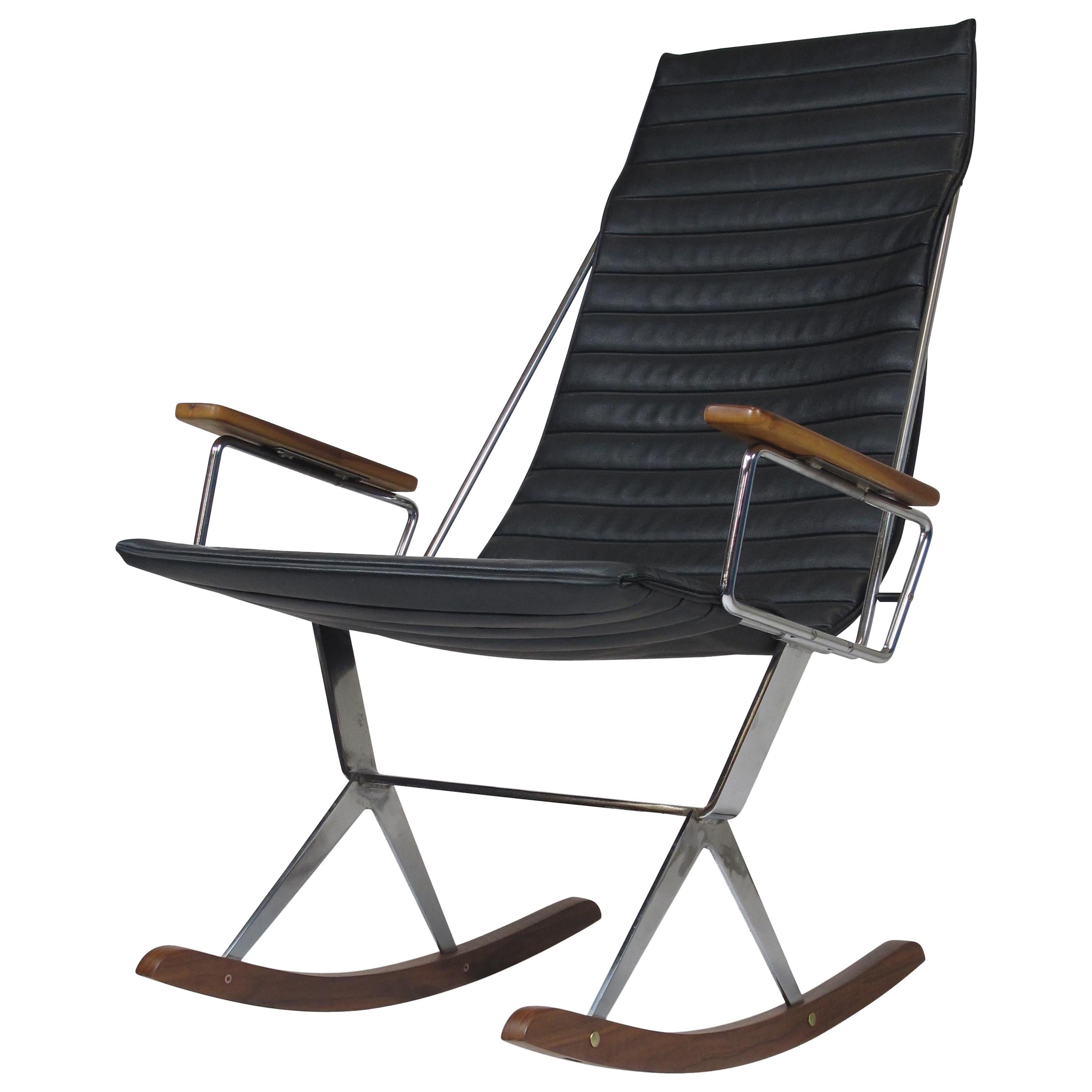 Gerald McCabe for Brown Saltman Steel and Walnut Rocking Chair