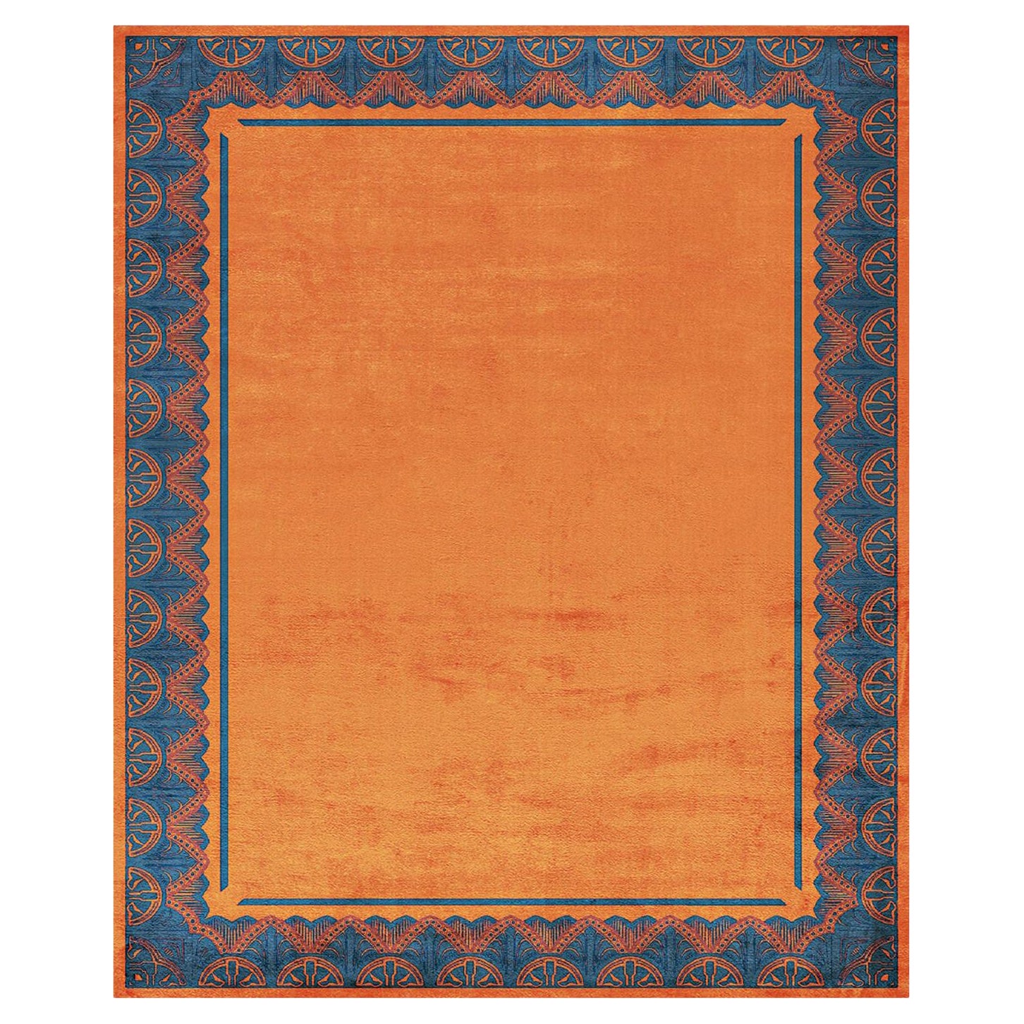 Modern Classics silk Rug orange floral pattern - Savoy Noble Orange For Sale