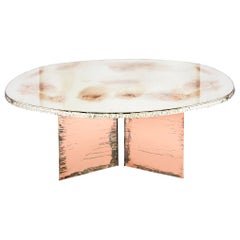 Flight Contemporary Low-Coffee Table, 120x80cm Rose Glass Legs, Silvered Glass