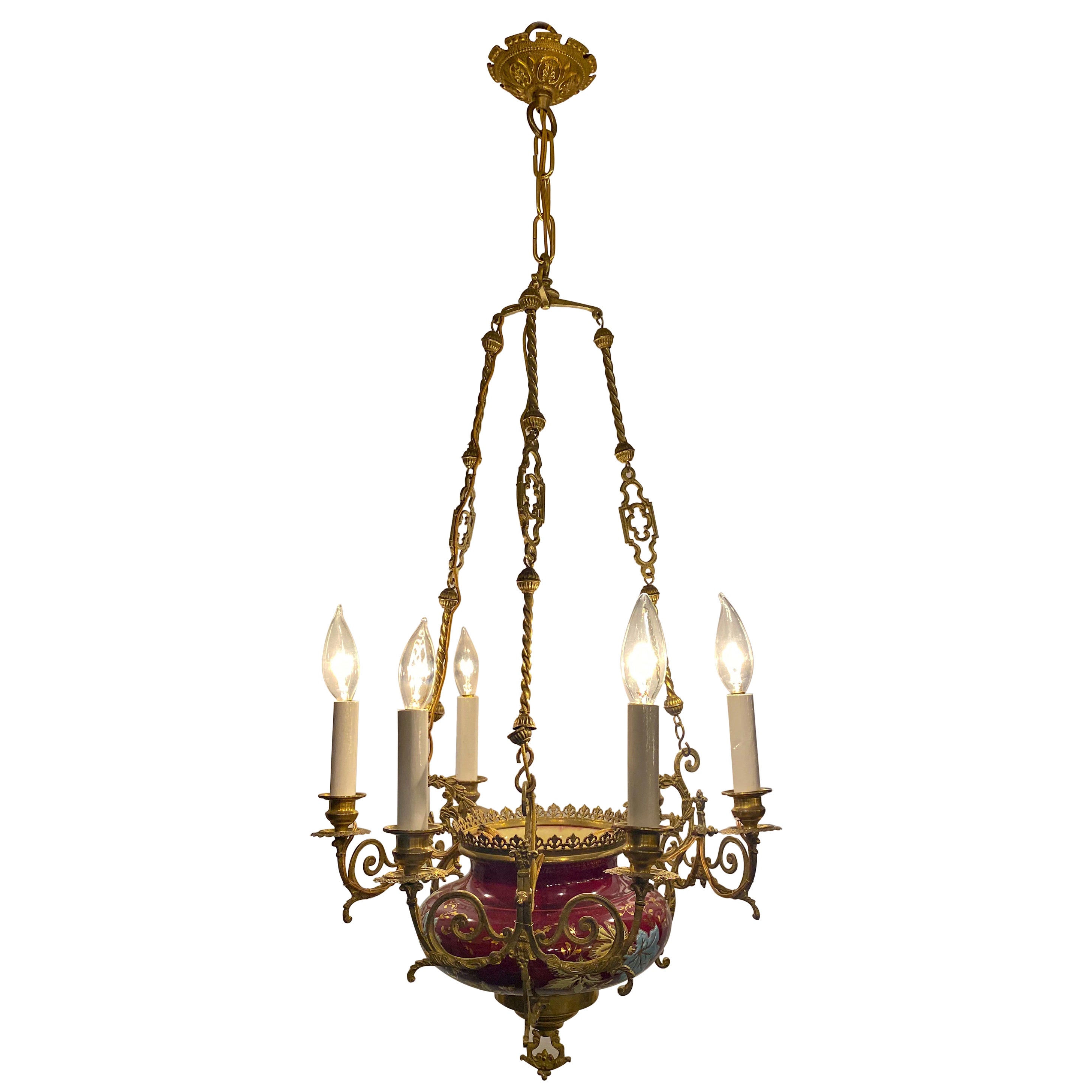 Antique French Bronze Doré Gothic Style Chandelier, circa 1890 at 1stDibs