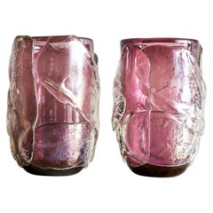20th Century Lilac Italian Pair of Amethyst Murano Glass Vases