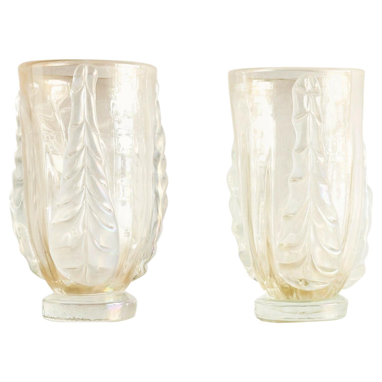 Vases italiens en verre de Murano du XXe siècle en forme d'acanthe