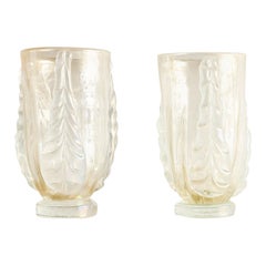 20th Century Italian Pair of Vintage Murano Glass Vases Acanthus