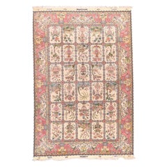 Vintage Extremely fine Persian Tabriz 70 Raj. Wool and Silk with a Silk foundation Rug 