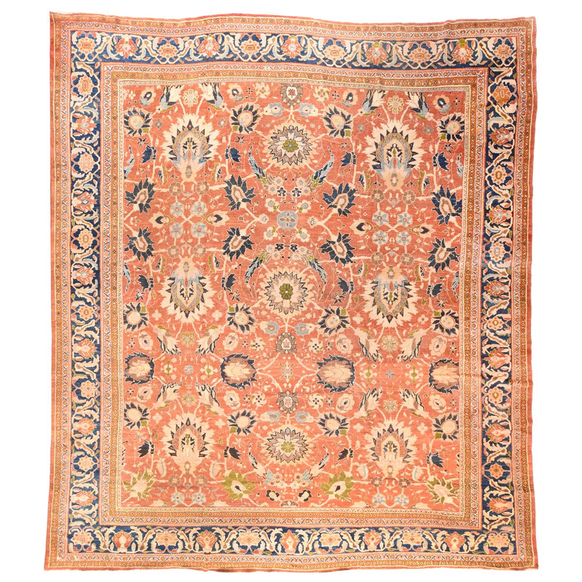 Antique Persian Sultanabad Area Rug For Sale