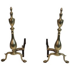 Antique Pair of Neo-Gothic Bronze and Wrought Iron Andirons, French, 19th Century