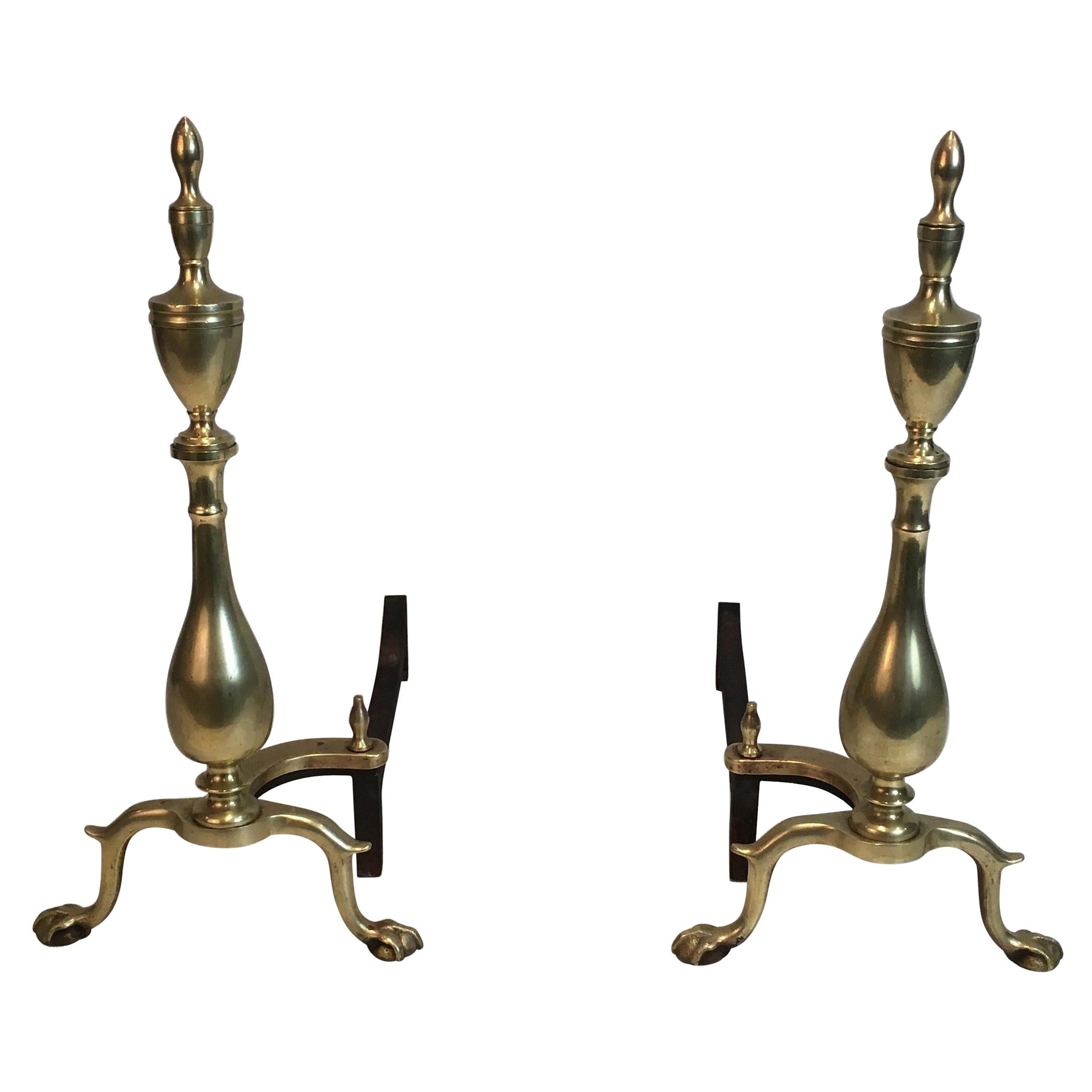 Paire de chenets néo-gothiques en bronze et fer forgé, français, 19ème siècle