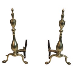 Pair of Neo-Gothic Bronze and Wrought Iron Andirons, French, 19th Century