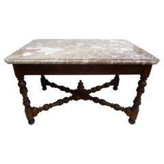 Antique 19th Century French Louis XIV Style Walnut Center Table