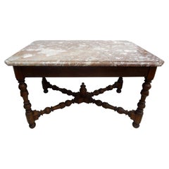 Mesa central francesa de nogal estilo Luis XIV del siglo XIX