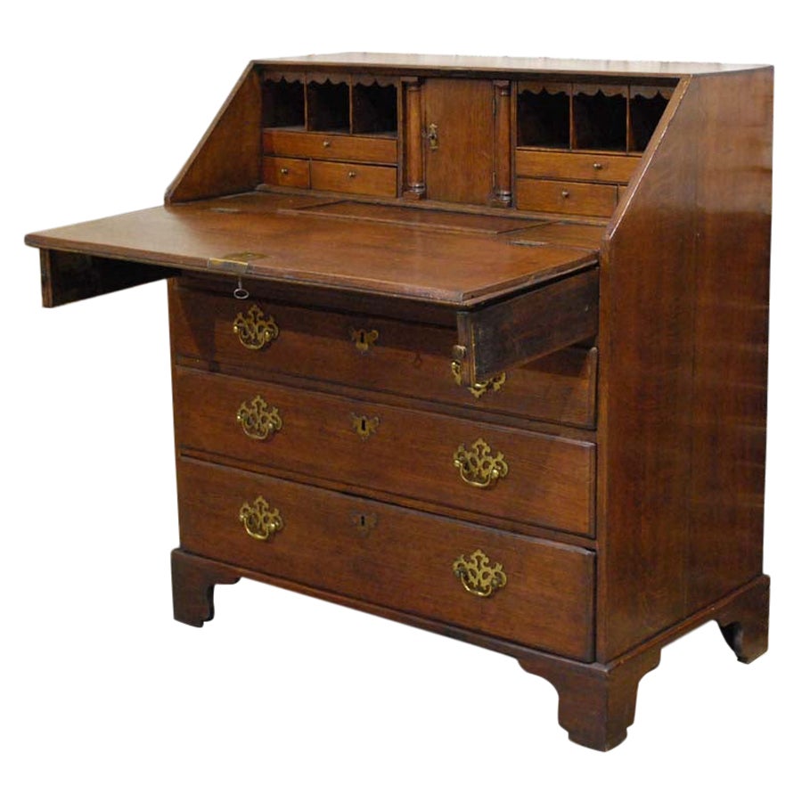 Antique Walnut Slant Front Queen Anne Style Secretary Desk at 1stDibs