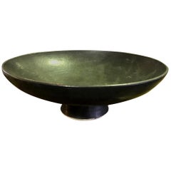 Laura Andreson Signed Large Midcentury Ceramic Pottery Pedestal Bowl, 1954