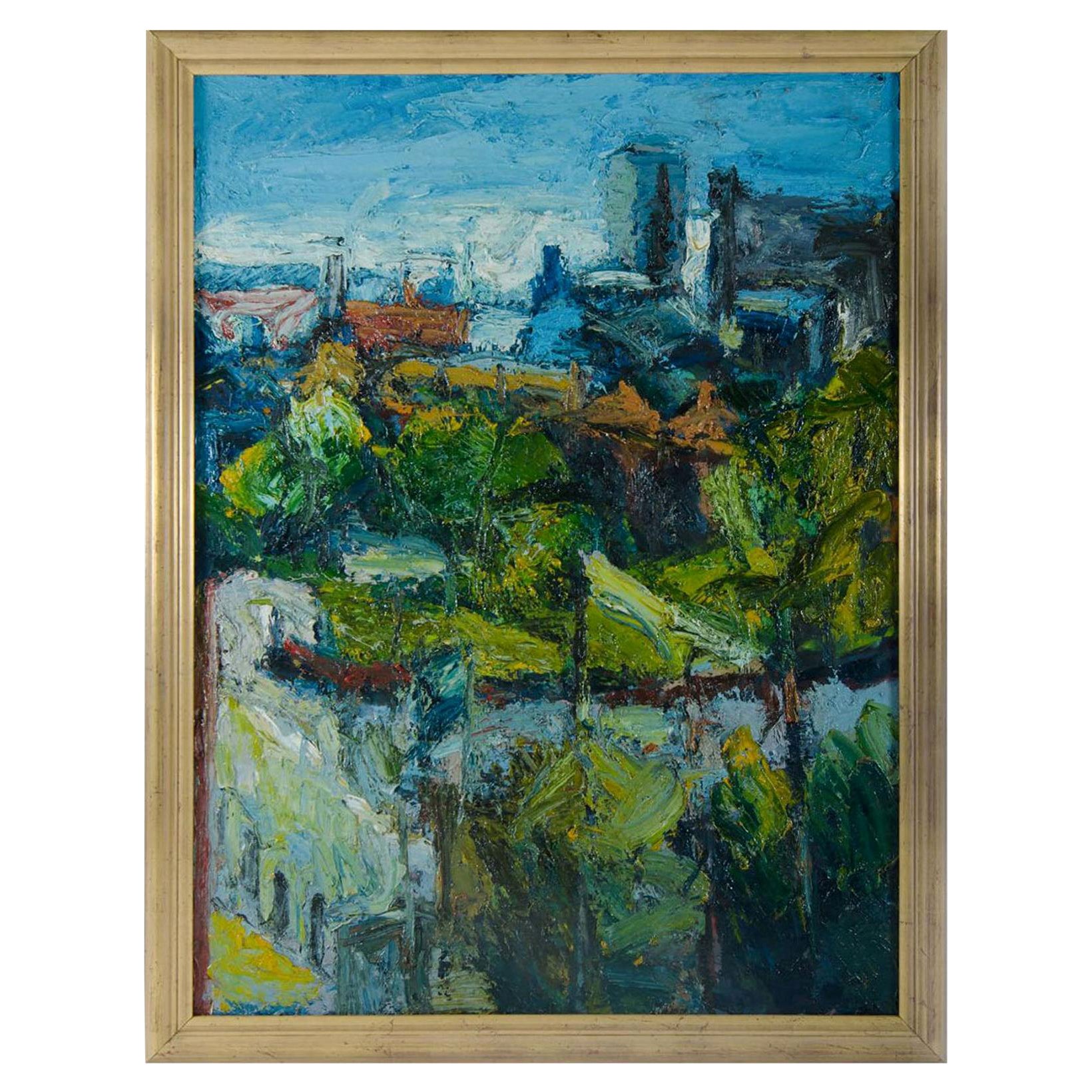 Jake Attree 'English', Oil on Canvas, a View of Leeds, Painted, 1992 For Sale