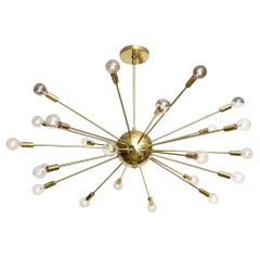 Sputnik Chandelier, Brass, 24 Arms and Lights