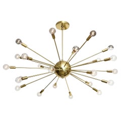 Lampadario Sputnik, ottone, 24 bracci e luci