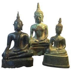 Three Ayutthaya Thai Bronze Buddhas
