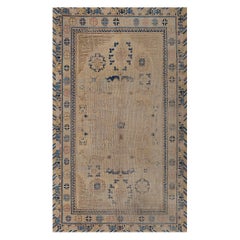 Alfombra antigua tejida a mano Samarcanda-Khotan de 1880