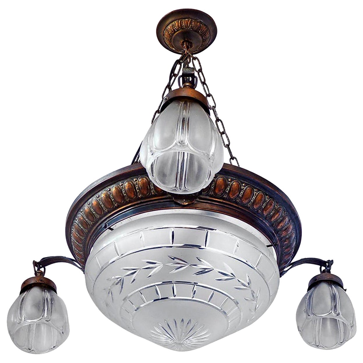 Modern Art Deco Glass/Crystal Chandelier For Sale at 1stDibs