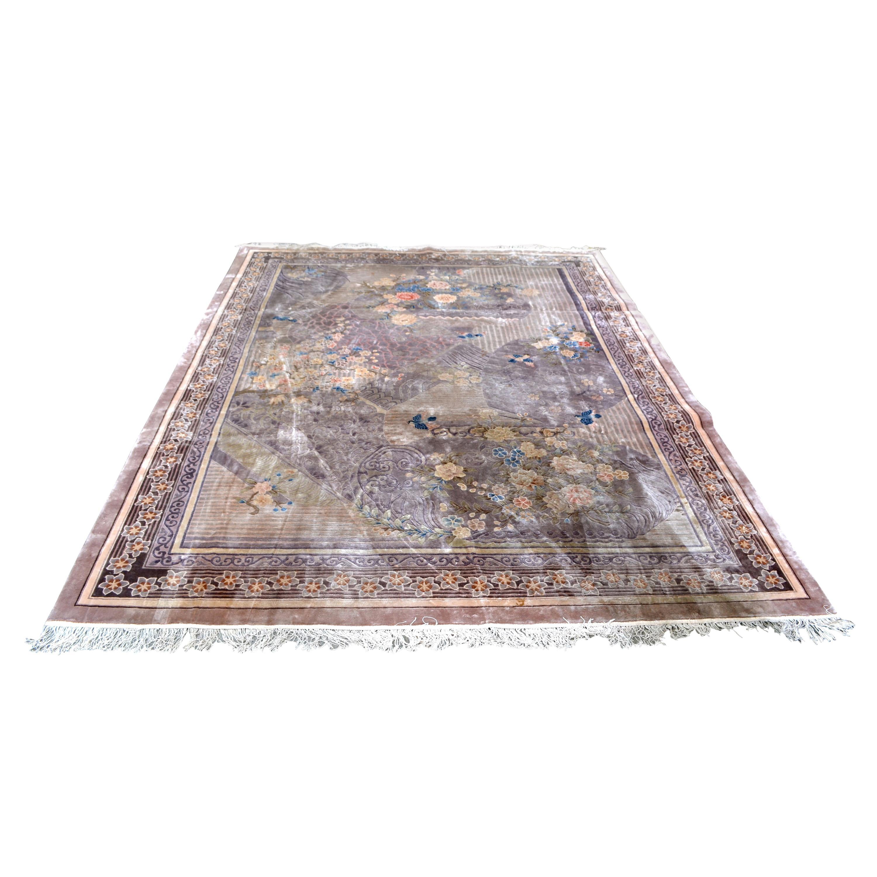  Chinese Imperial Jewel Handwoven  Silk Carpet For Sale