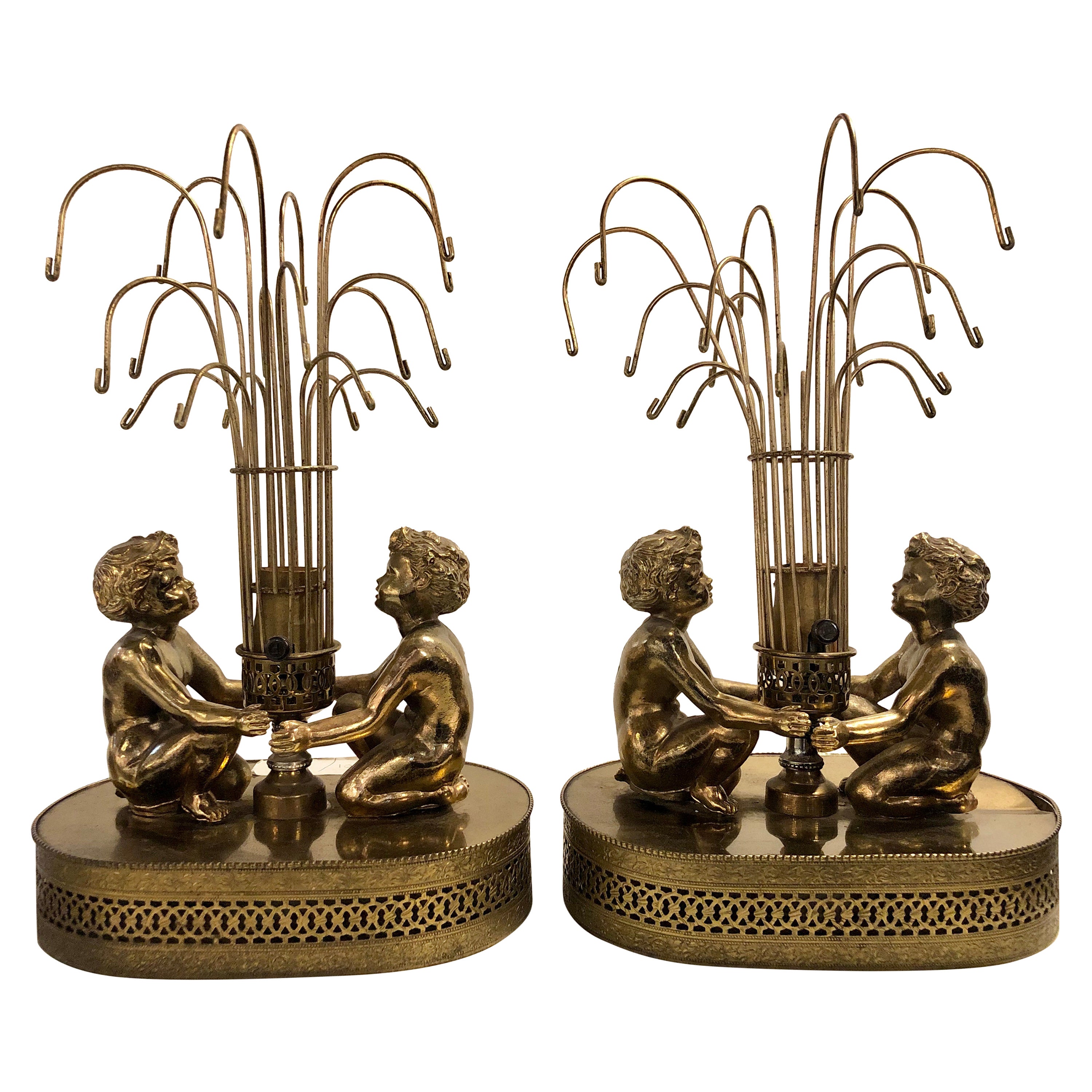 Antique Polychrome Cherub Table Lamp at 1stDibs