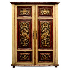 Used Italian Painted and Giltwood Chinoiserie Cabinet