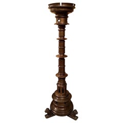 Gothic Bronze Candelabrum Floor Lamp with Lion Feet