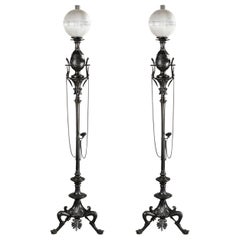 Pair of Neo-Greek Floor Lamps Attributed to G. Servant, France, Circa 1880