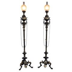 Antique Pair of Neo-Greek Floor Lamps Attributed to G. Servant, France, Circa 1870
