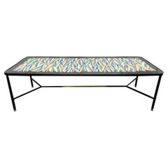 Retro French Hand Painted and Bronze Trimmed Coffee Table