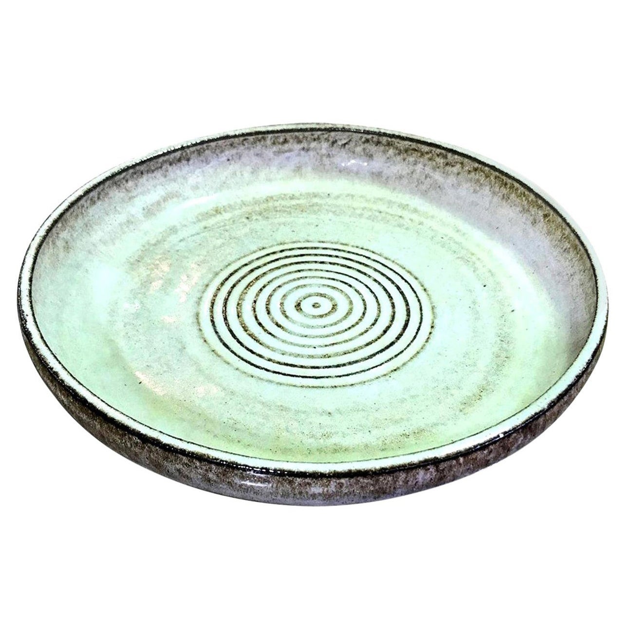 Laura Andreson Signed Large Mid-Century Modern Ceramic Pottery Low Bowl, 1954
