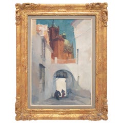 Charles Swyncop Oil on Canvas Painting of an Andalusian Town