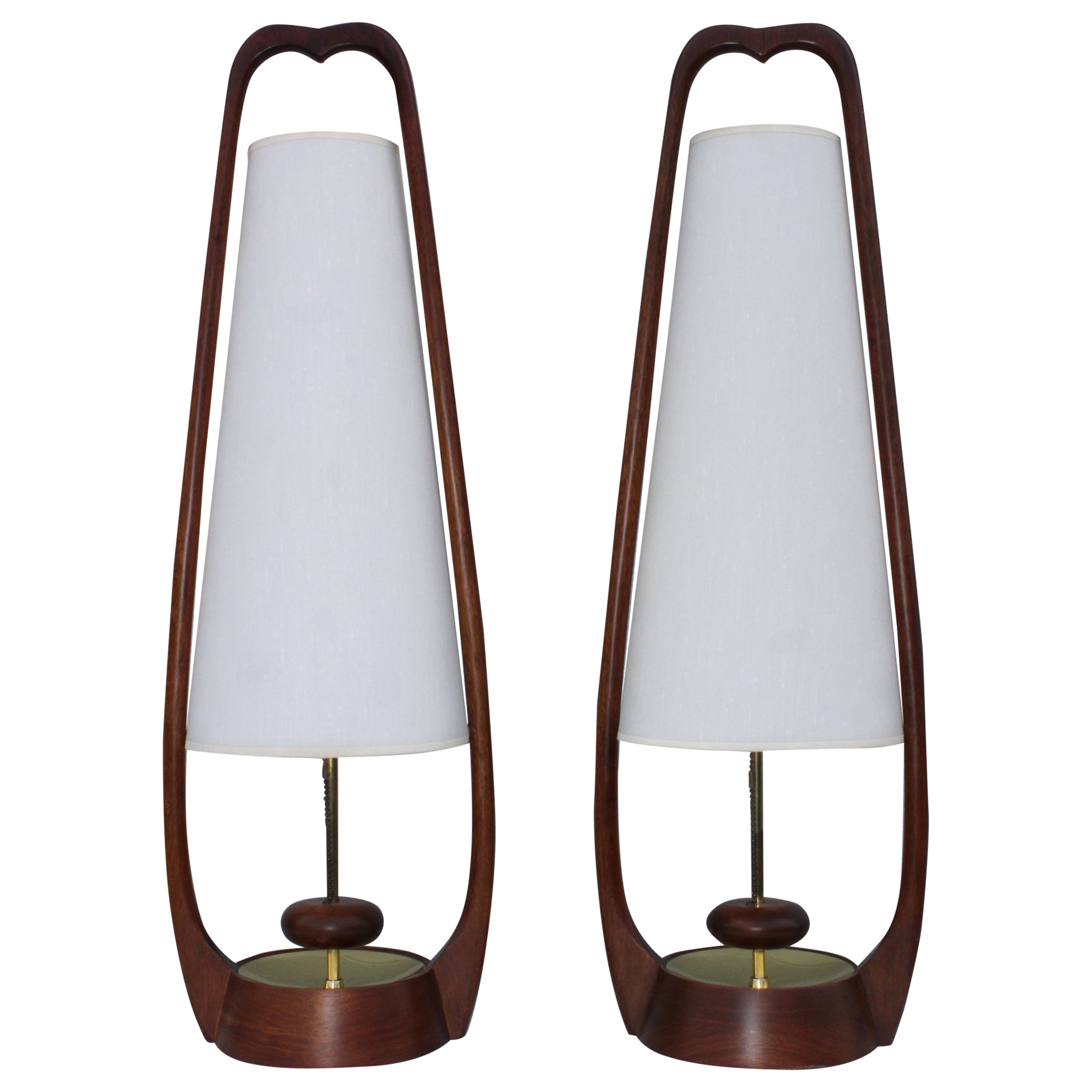 MidCentury Modern Sculpted Walnut Table Lamps at 1stDibs