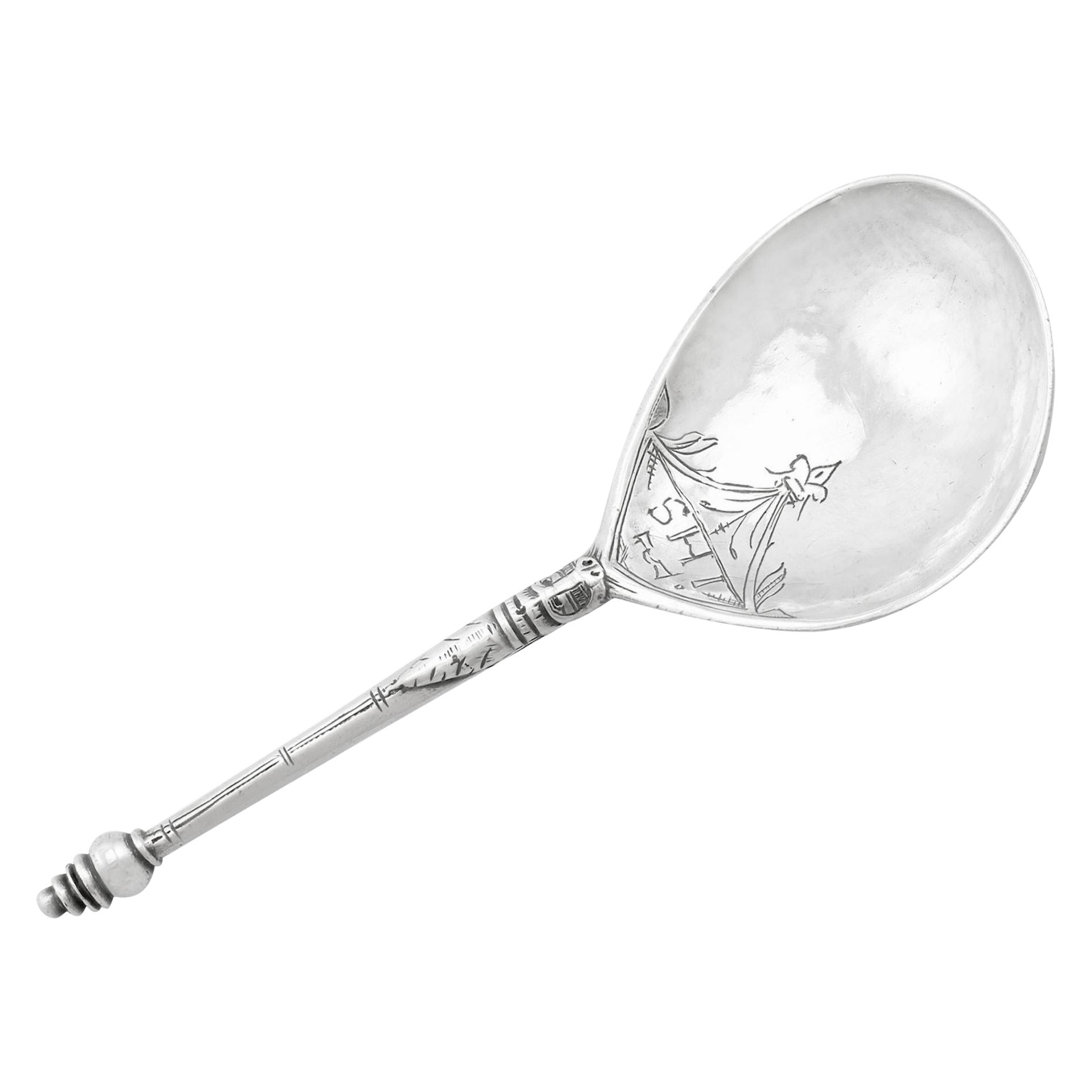 Antico cucchiaio d'argento norvegese, circa 1650