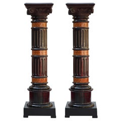 Antique Fine Pair of Wooden Columns, Italy, Circa 1880