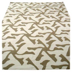 Contemporary Area Rug Camel tone-tone, Flat Weave Hand-woven Wool, "Zang"