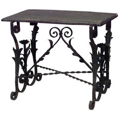Antique Italian Renaissance Wrought Iron Floral End Table