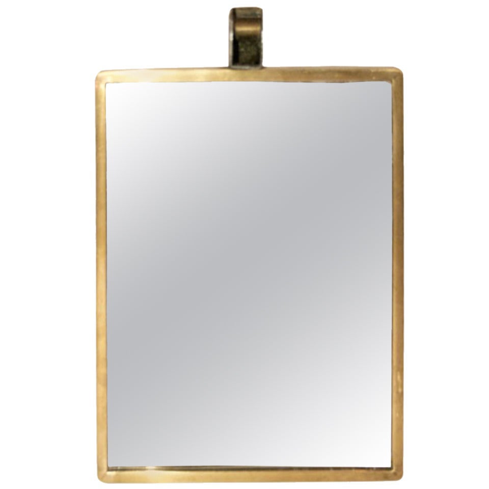 Mid-century small Italian brass Table Mirror, 1950's For Sale