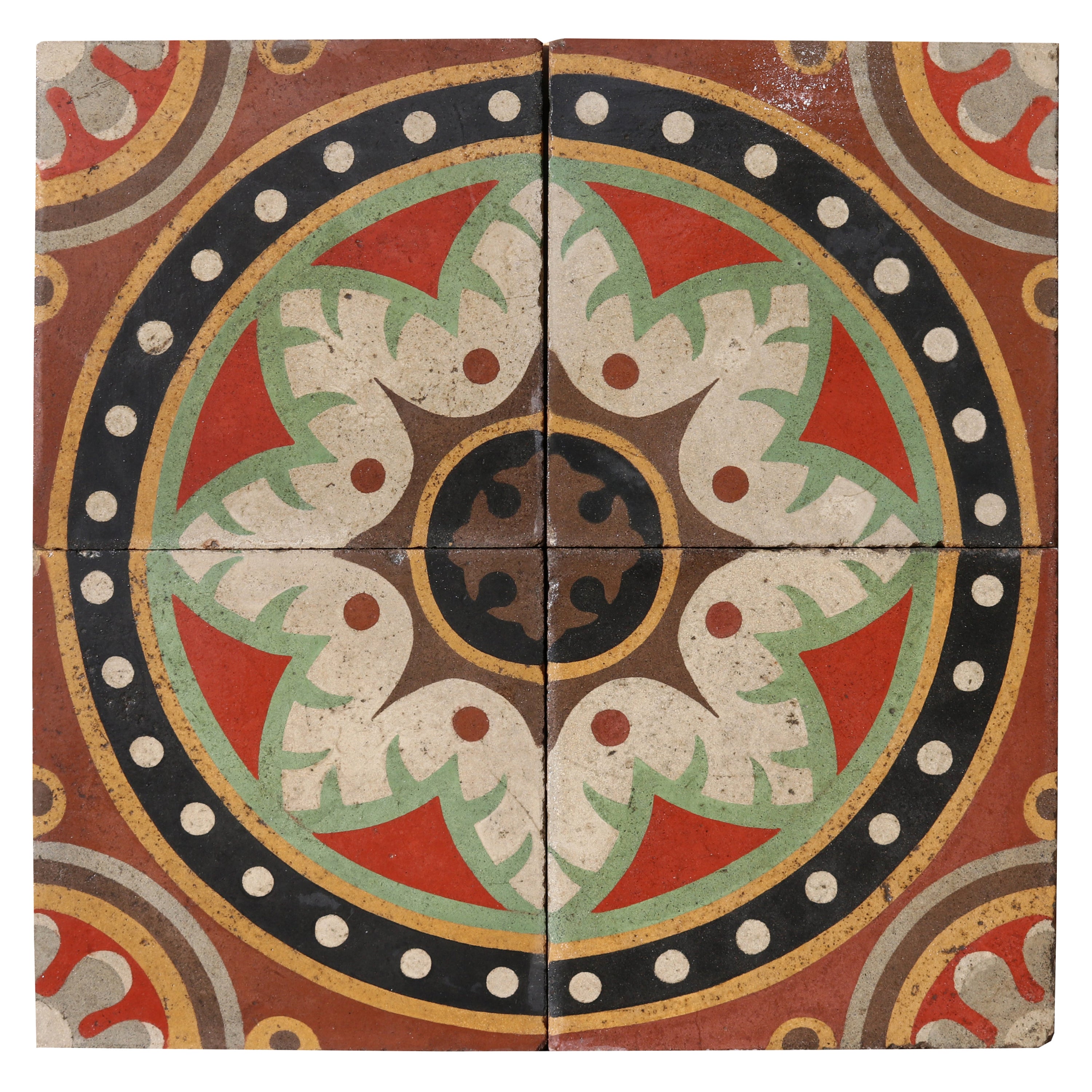 Reclaimed Patterned Encaustic Floor Tiles For Sale at 1stDibs