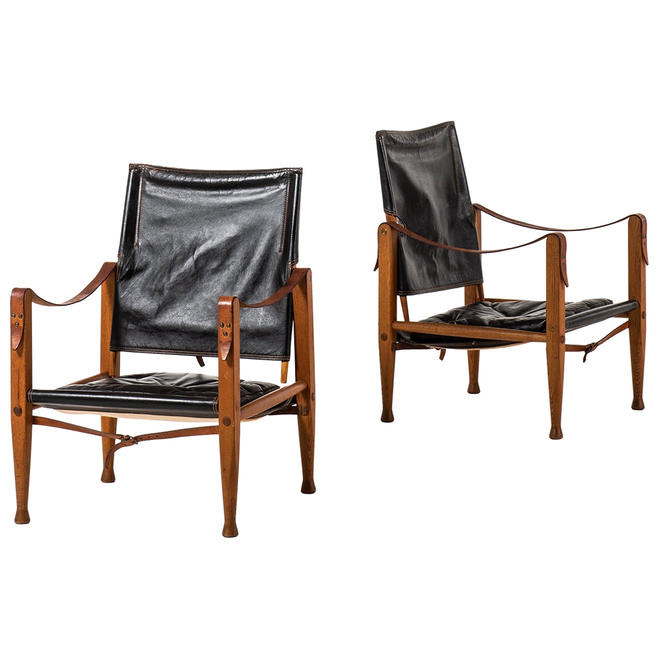 Danish Safari Chairs in Bentwood and Canvas at 1stDibs