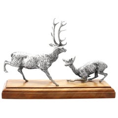 Victorian Sterling Silver Deer and Stag Table Ornament