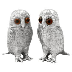 Vintage Sterling Silver Owl Pepperettes
