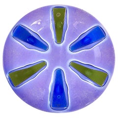 Retro Siamese Purple Circular Fused Glass Higgins Plate