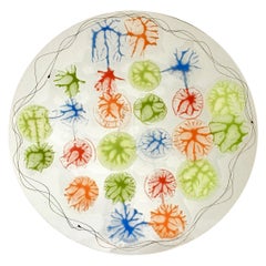 Abstract Coral Circular Fused Studio Glass Plate by Higgins