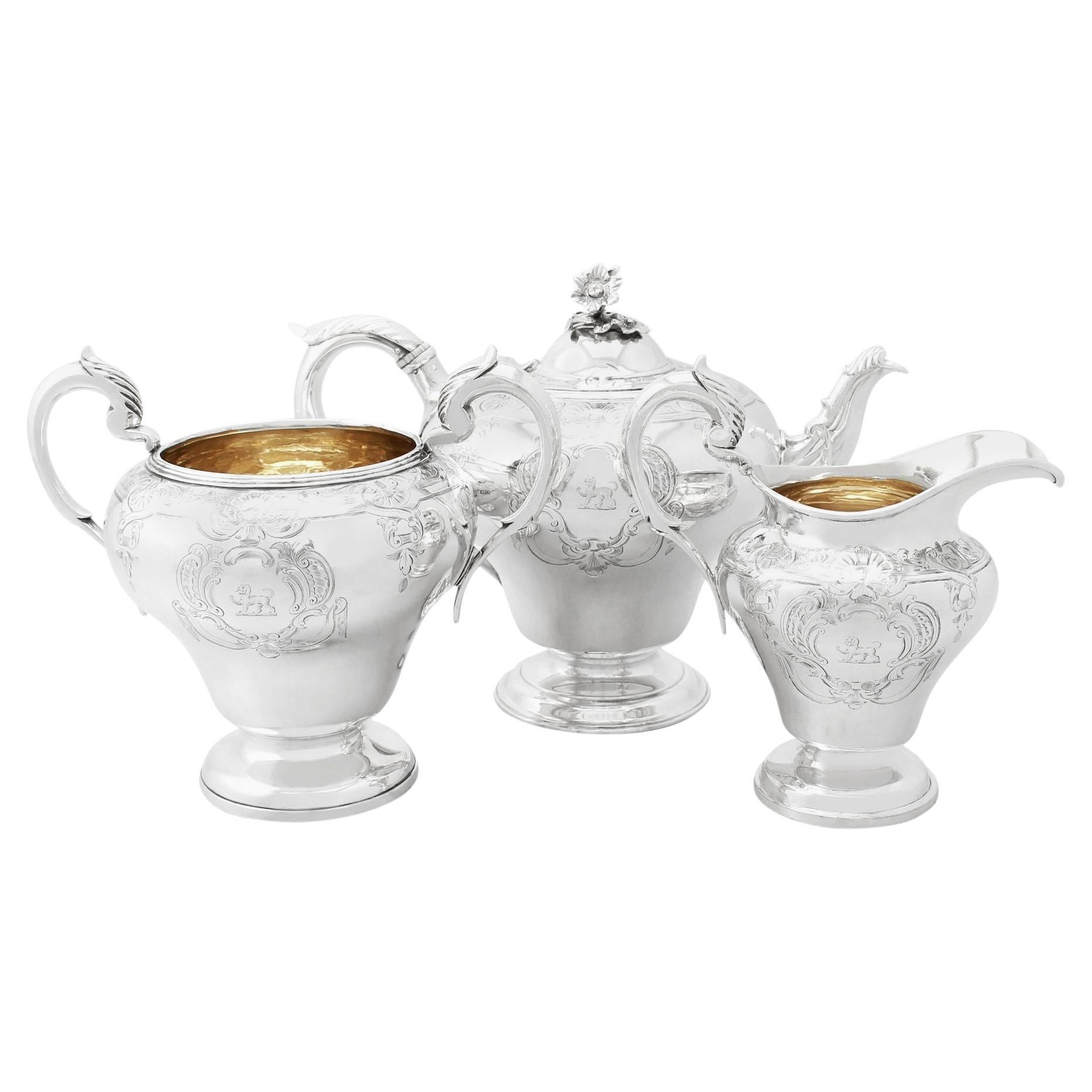 Victorian English Sterling Silver Three Piece Tea Service